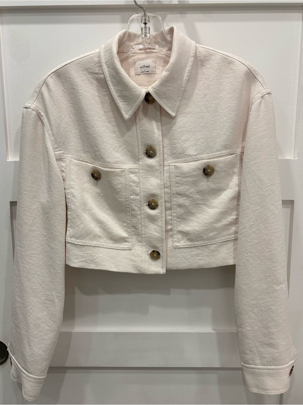 Wilfred Cropped Cream Button-Front Jacket